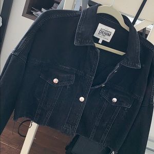 Black denim cropped jacket